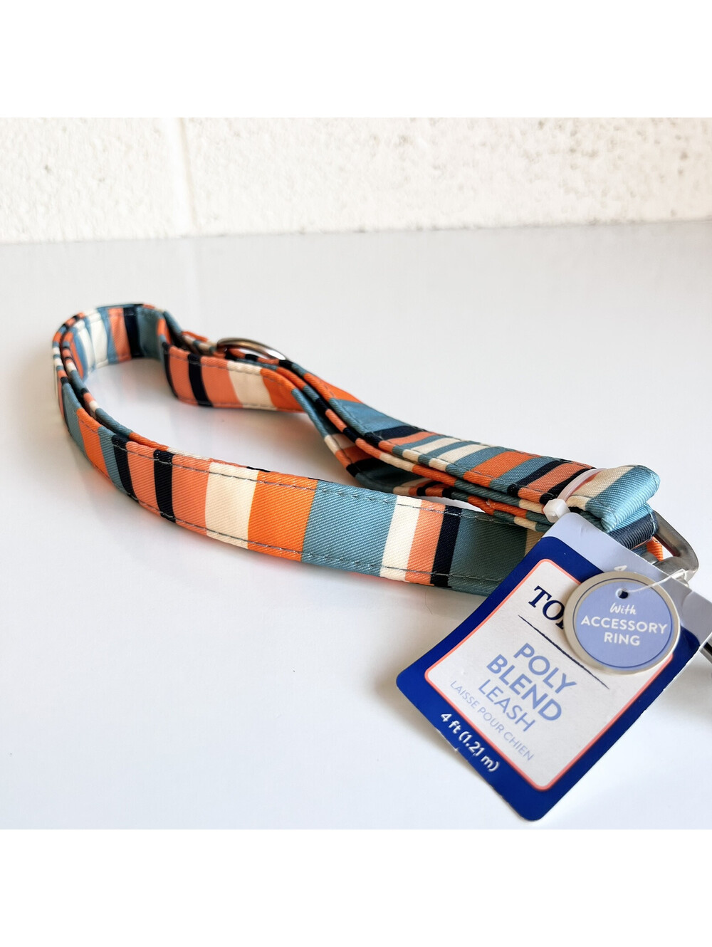 NEW Unisex Top Paw 4 Ft Dog Puppy Leash Blue Orange Striped NWT